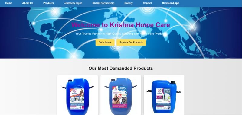 Krishna Home Care business website homepage built by PixelVyn